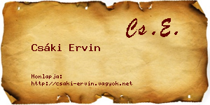Csáki Ervin névjegykártya