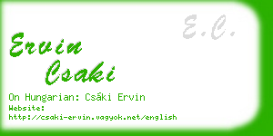 ervin csaki business card
